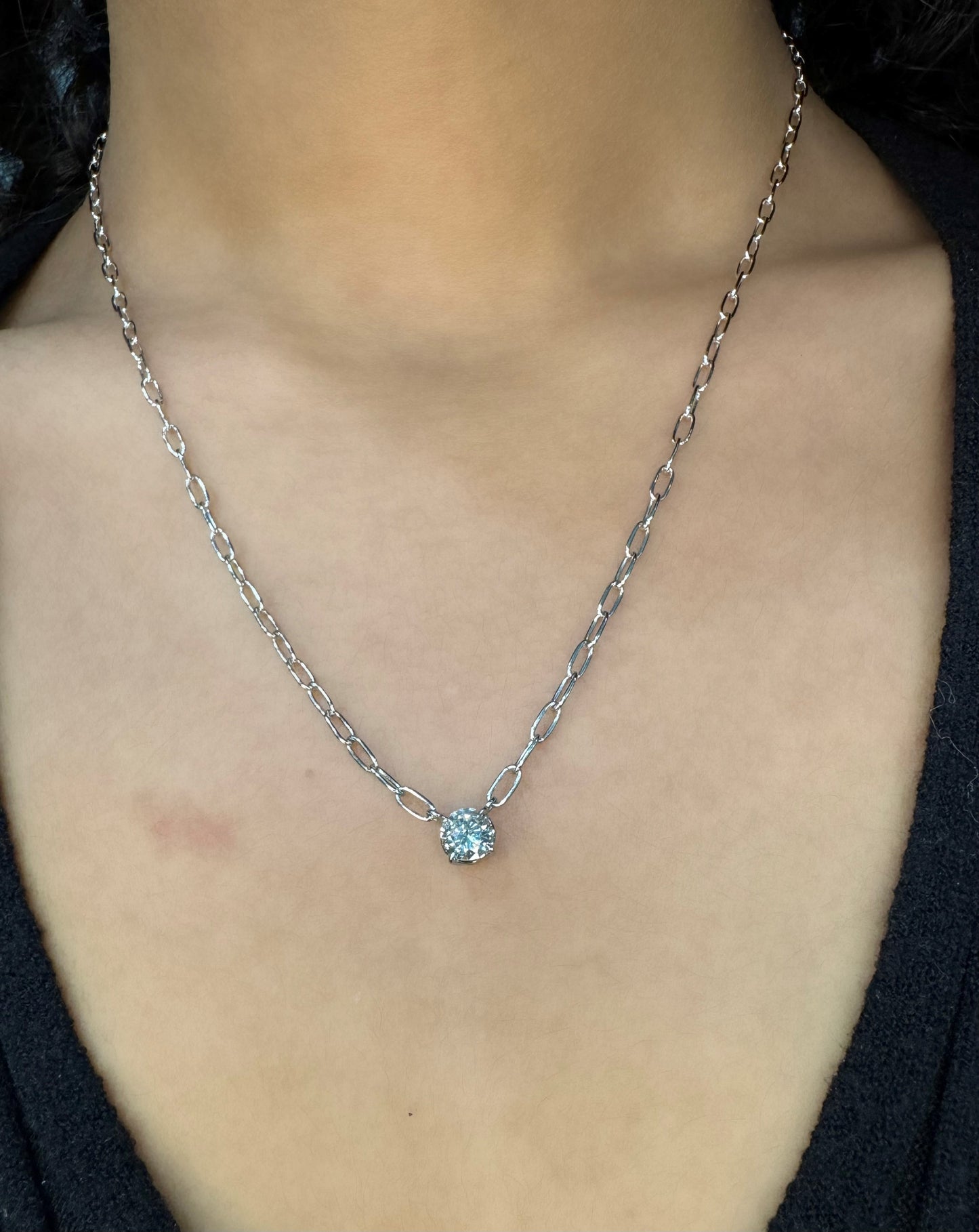 Single Diamond on a Paper Clip Chain