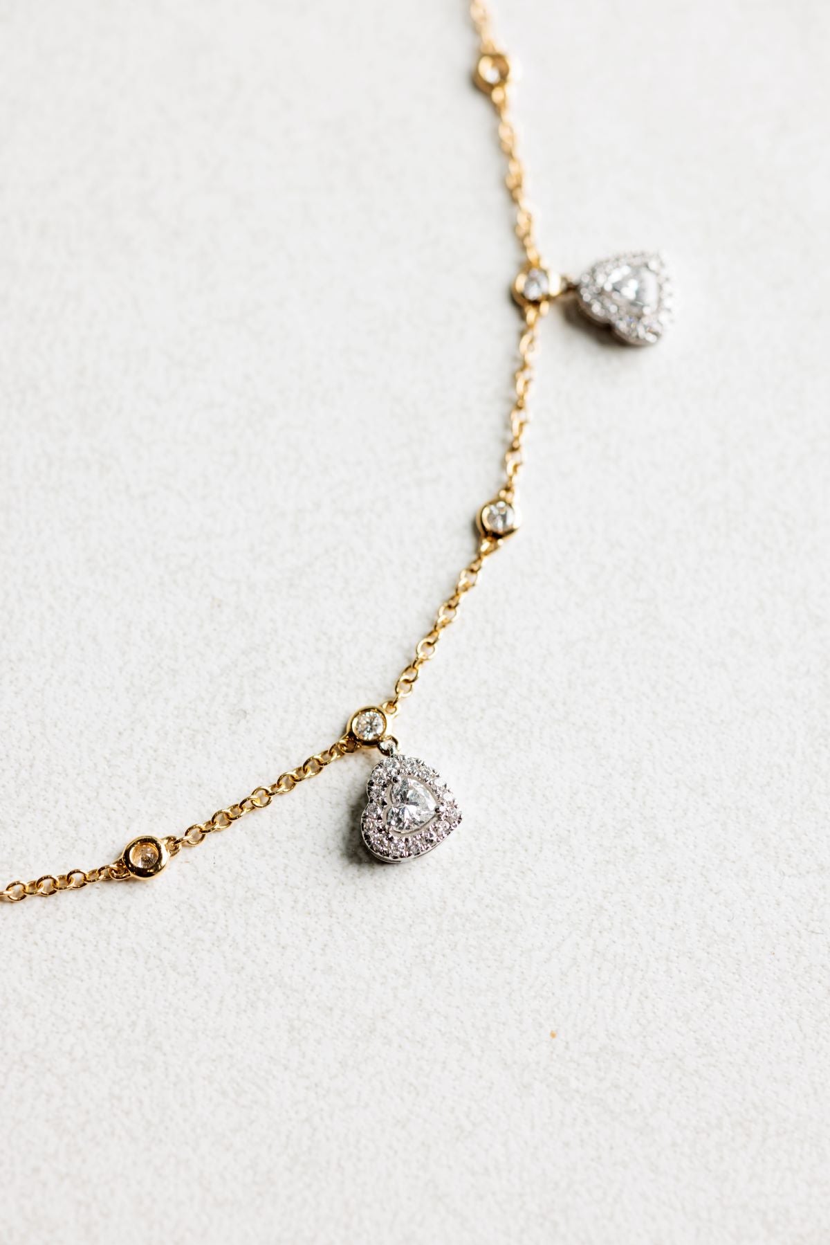 Five Heart Drop Necklace