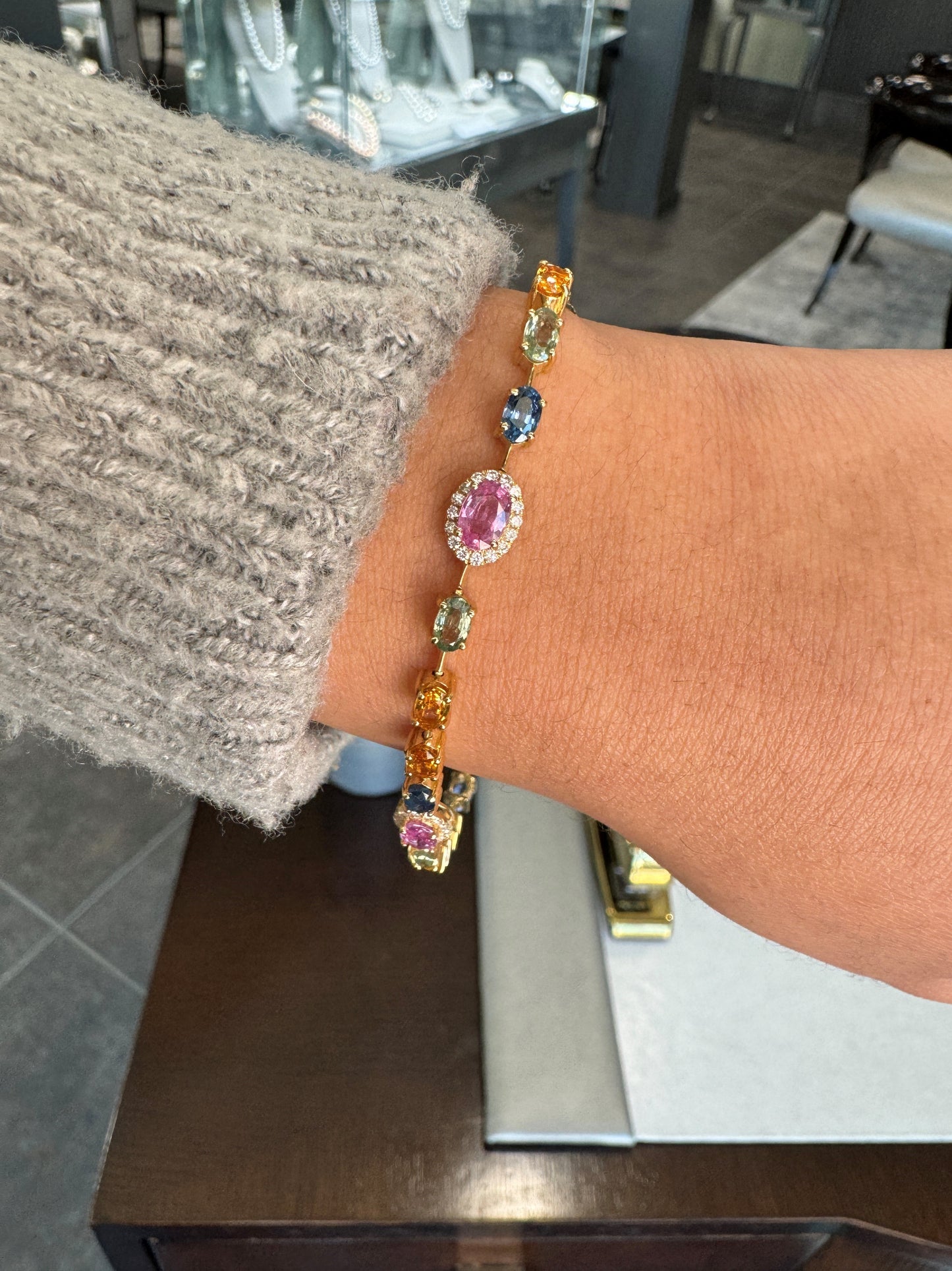 Multicolor Sapphire and Diamond Bracelet