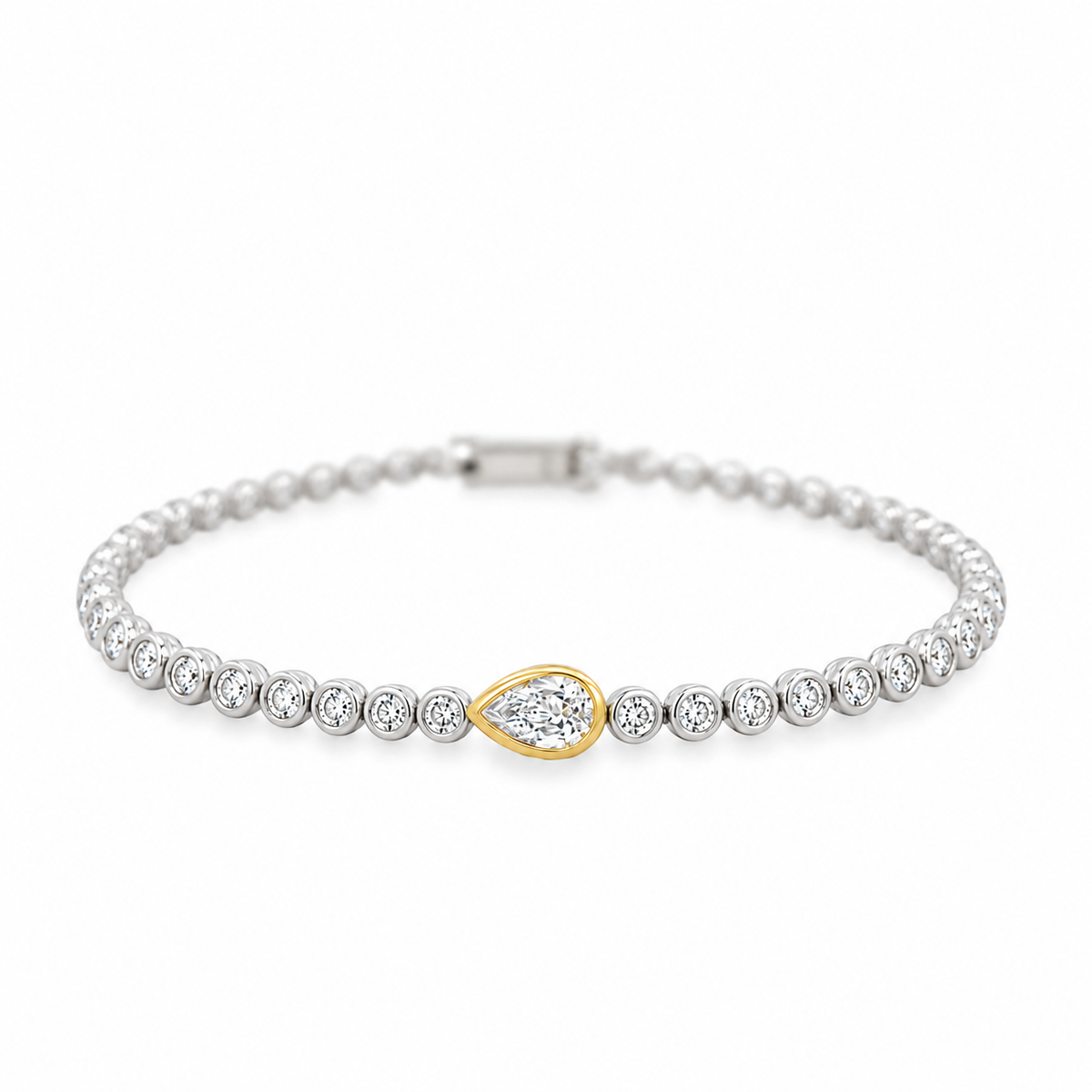 W&Y 18Kt Bezeled Pear Diamond Bracelet