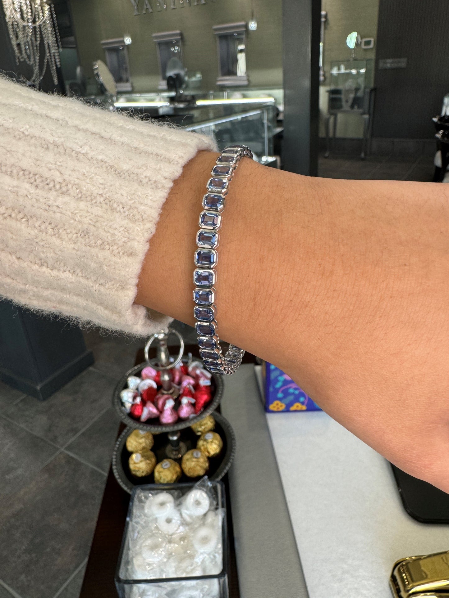 Blue Sapphire Bezel Bracelet