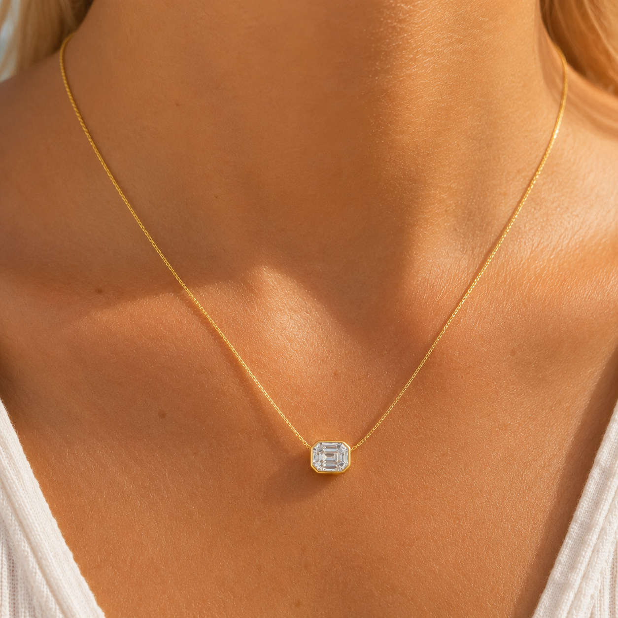 18Kt Bezel Set Mosaic Necklace Length 16"