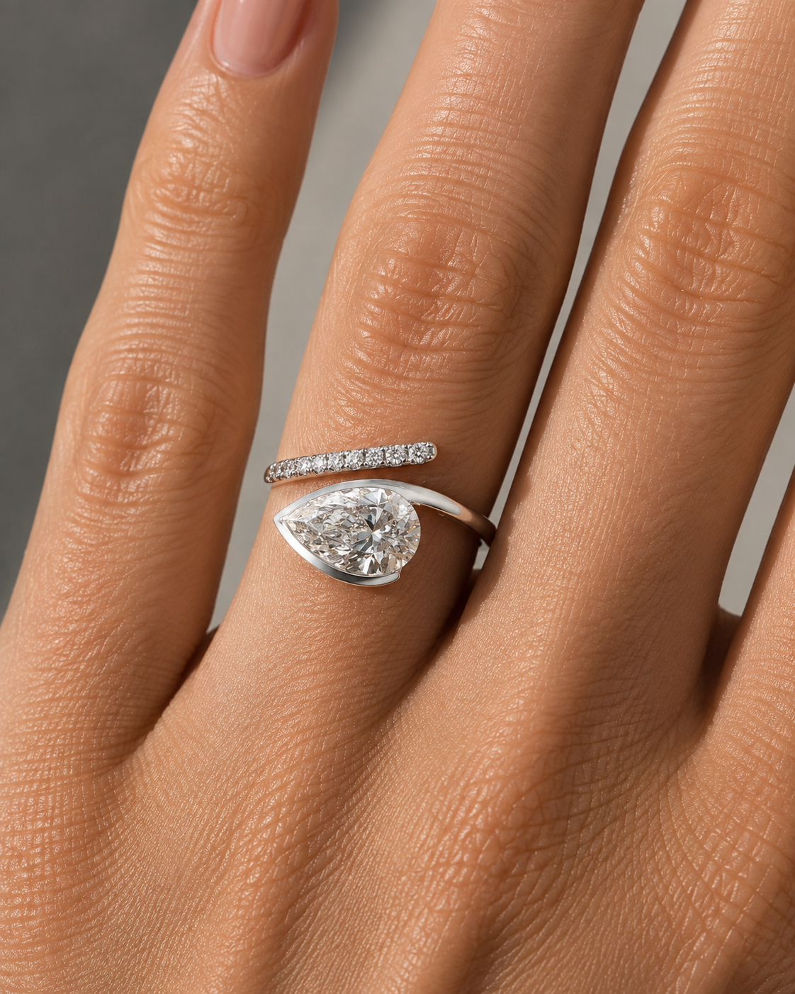 14Kt WG Pear Diamond Fashion Ring