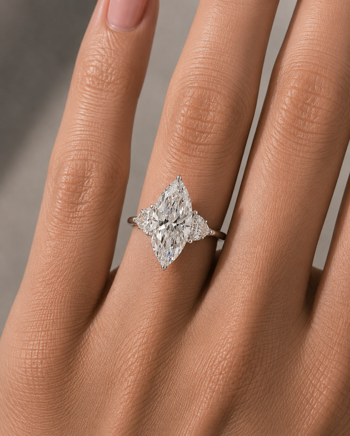 24Kt WG Marquise Diamond Engagement Ring