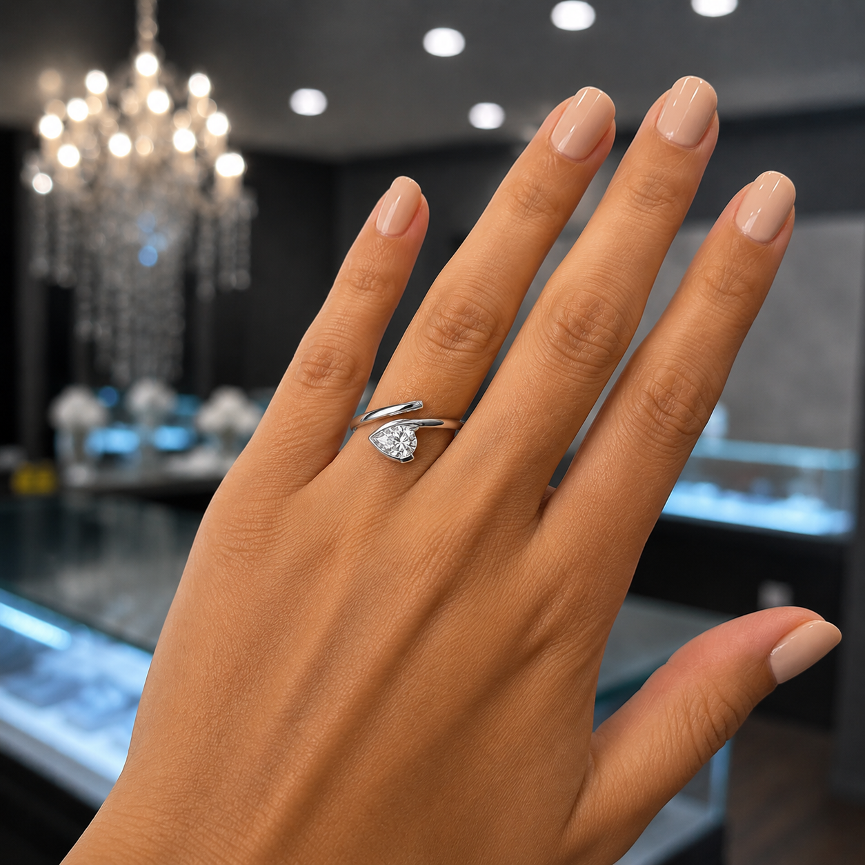 14Kt WG Pear Diamond Fashion Ring