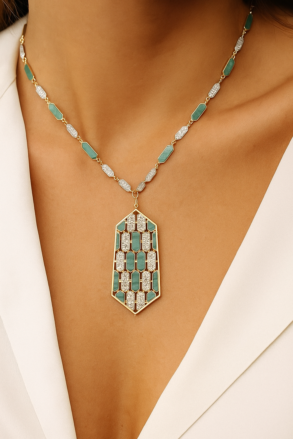 Malachite and Diamond Necklace