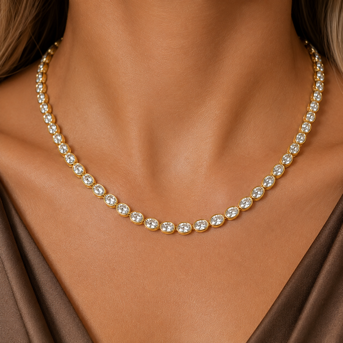 14Kt Oval Bezeled Neckalce