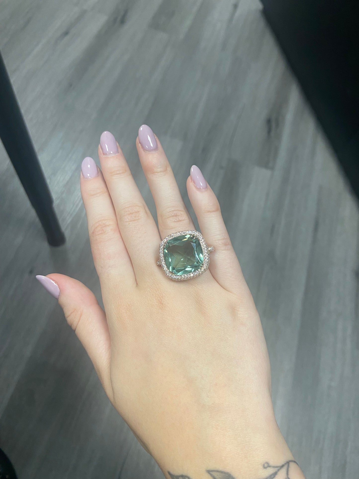 Green Amethyst Gemstone Ring