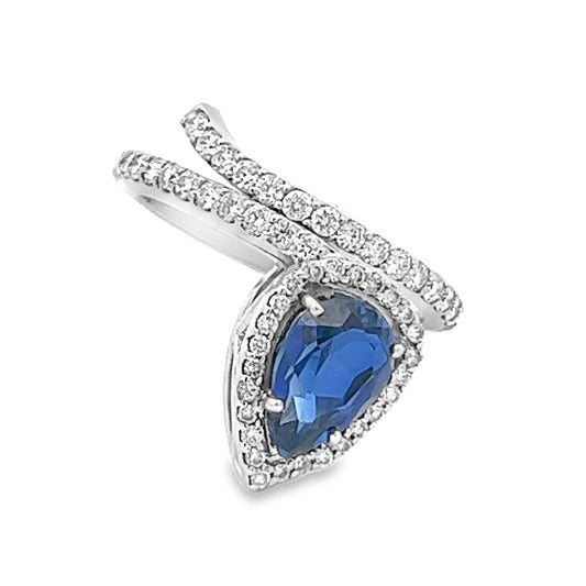 Blue Sapphire and Diamond Fashion Ring