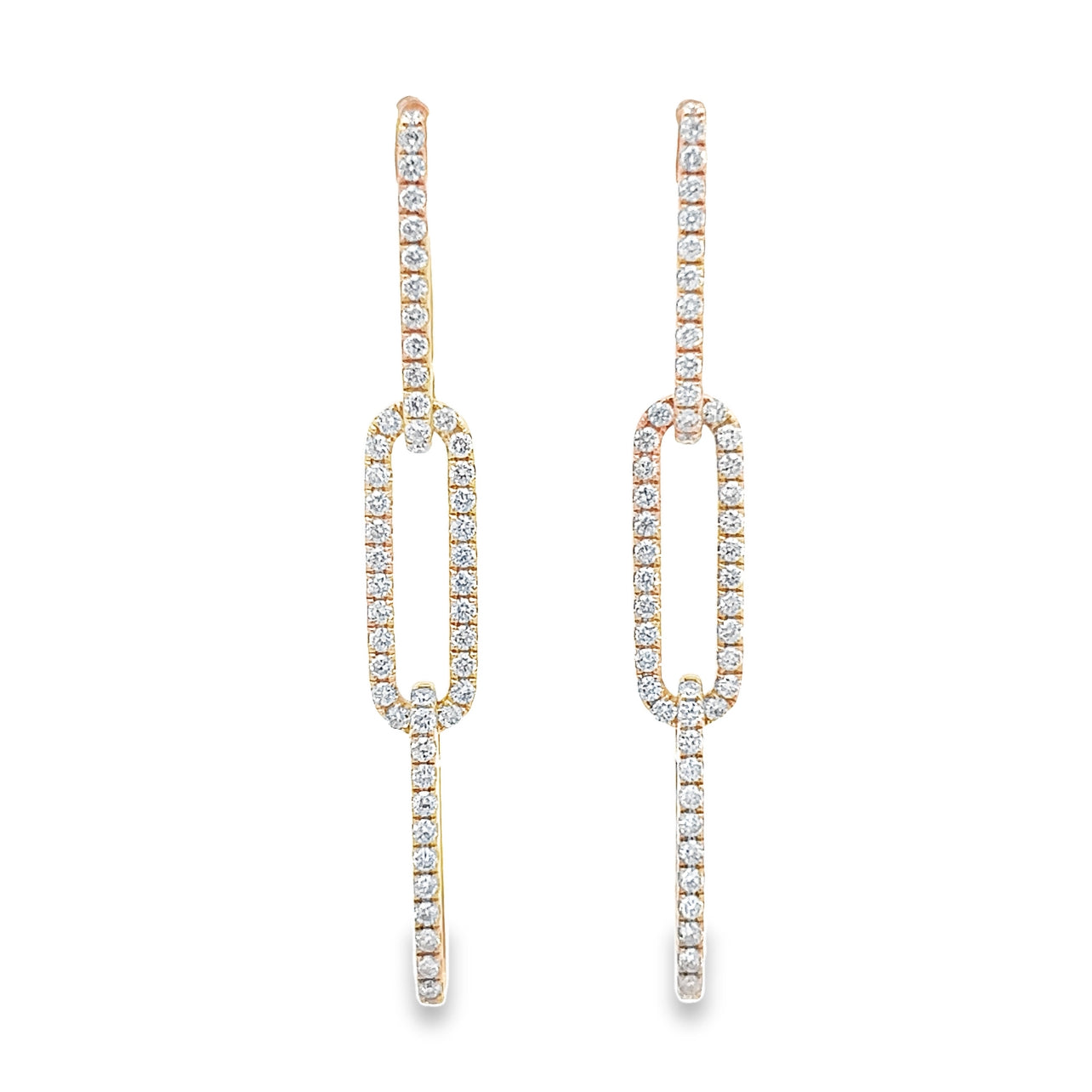 Diamond Paperclip Dangle Earrings