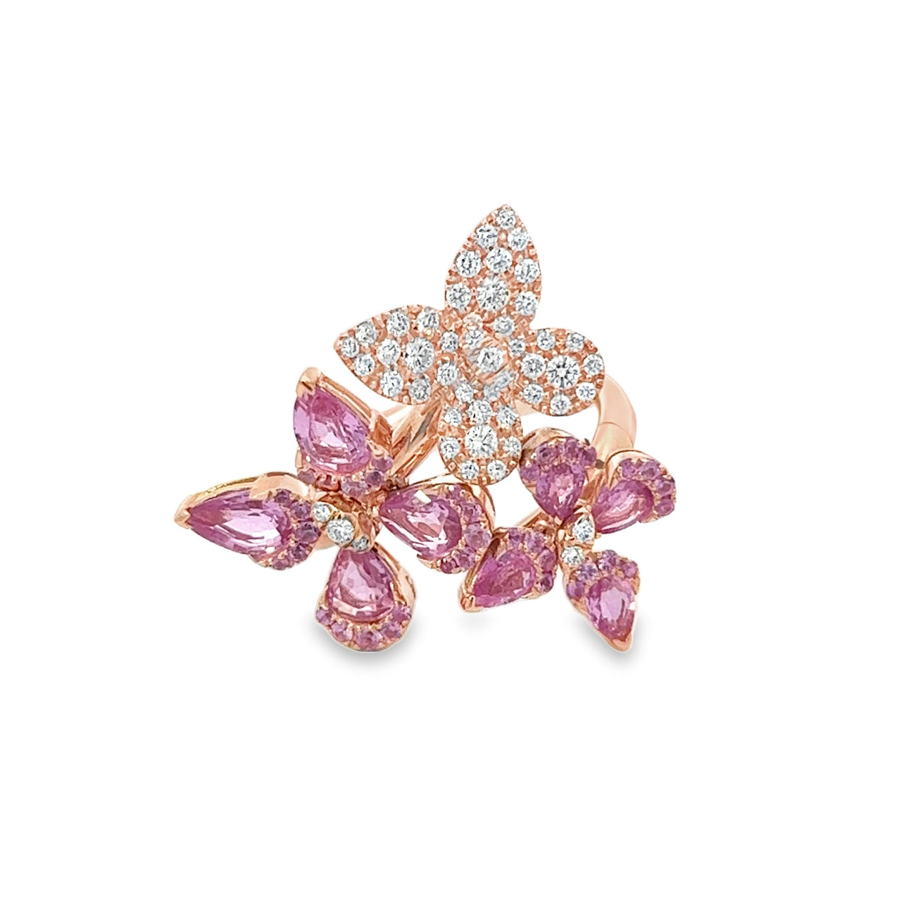 Pink Sapphire and Diamond Butterfly Ring