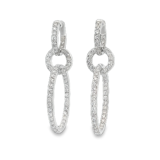 Lady's White Oval Loop Earrings