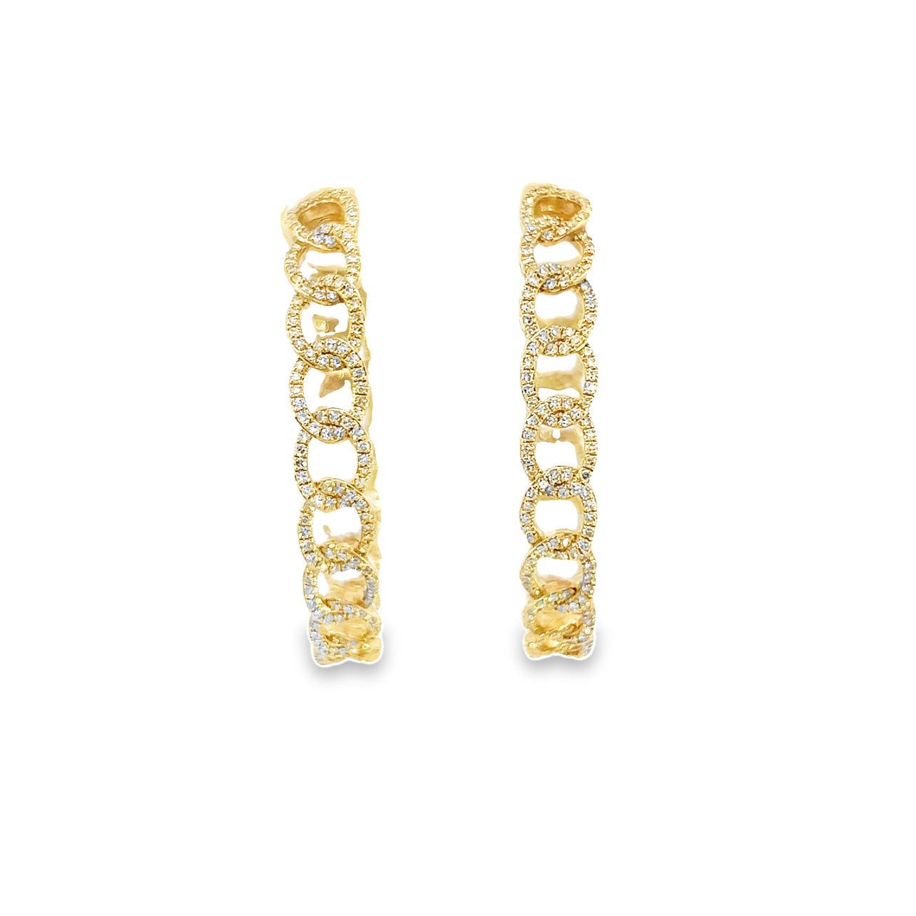 Yellow Gold Curb Link Hoop Earrings