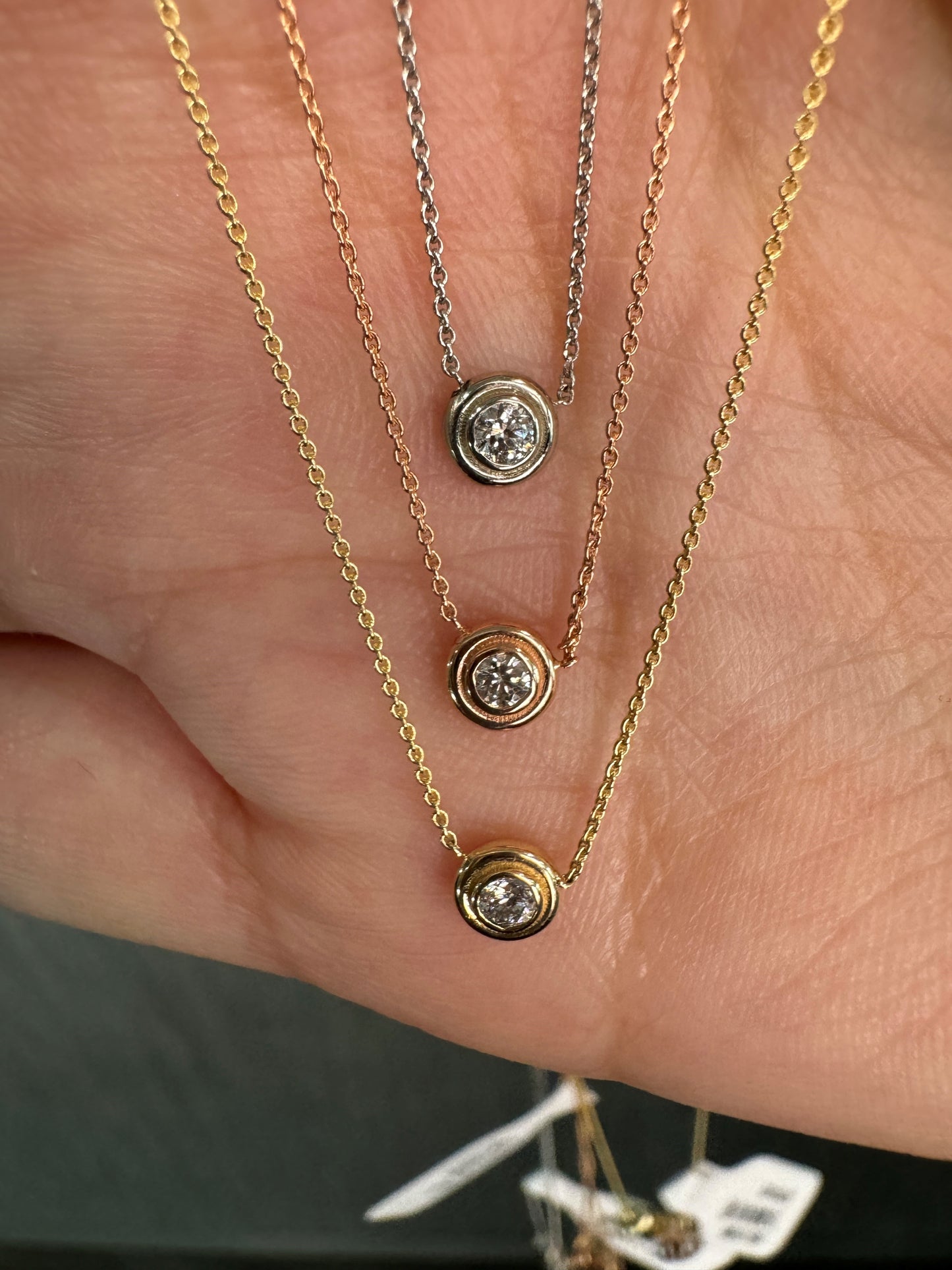 White Gold Bezeled Diamond Necklace