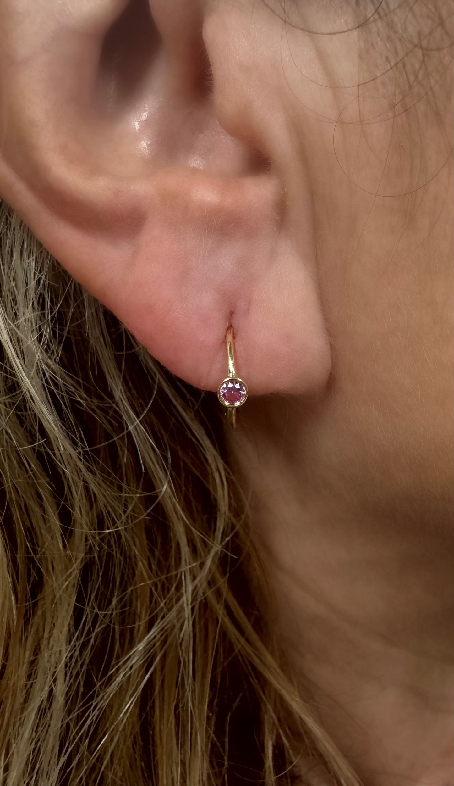Pink Sapphire Huggie Earrings