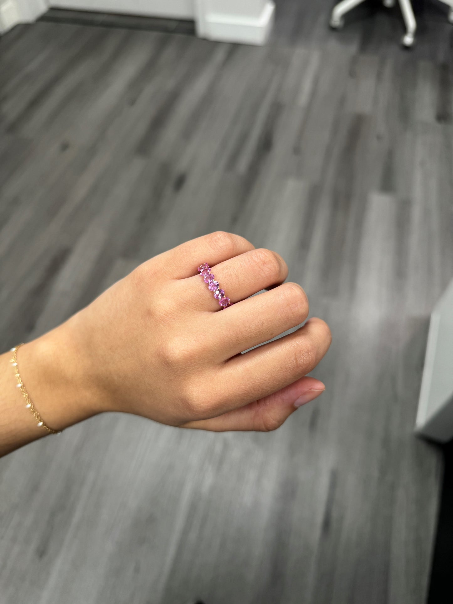 Pink Sapphire Eternity Band