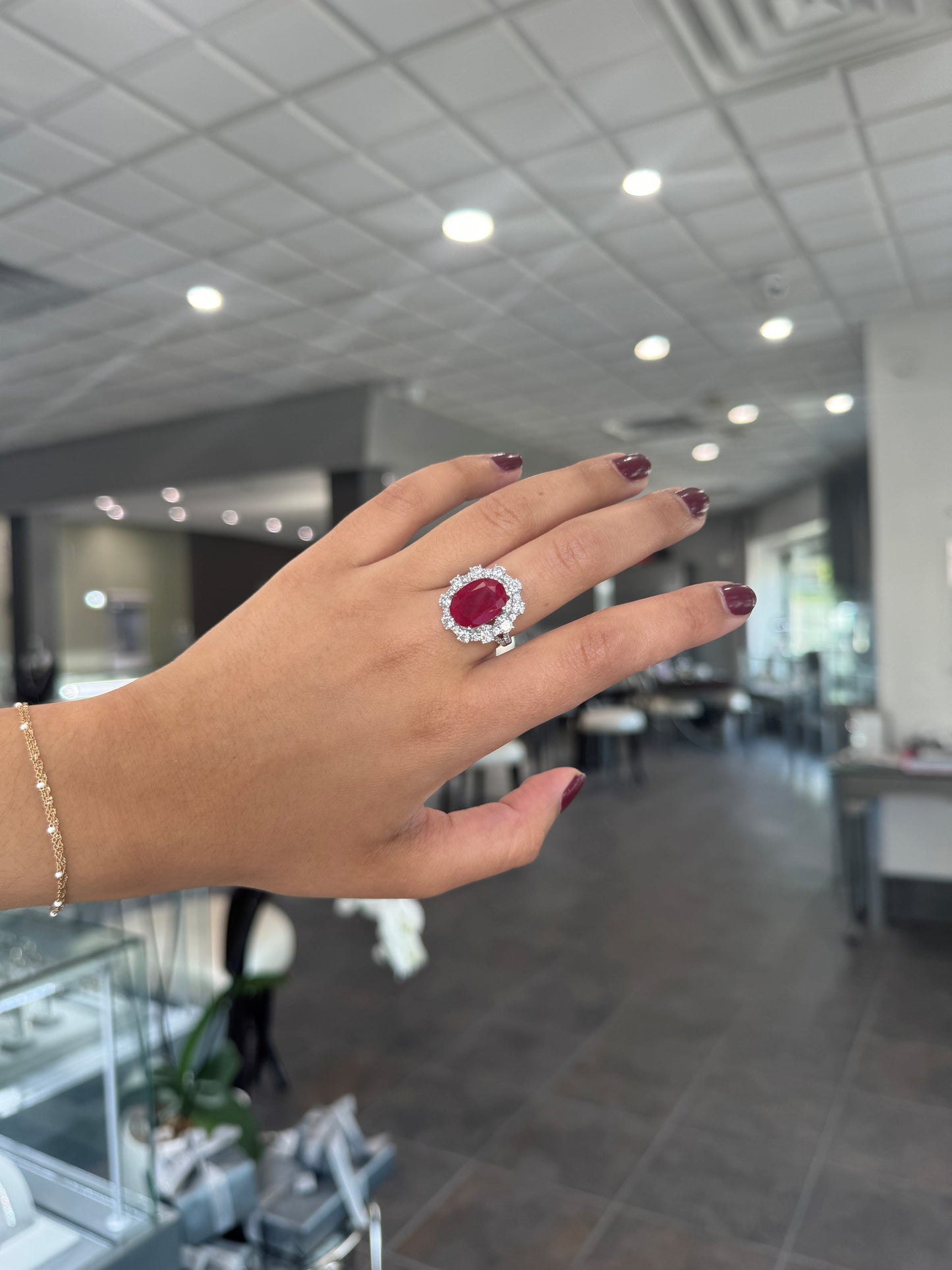 Oval Ruby & Diamond Fashion Ring