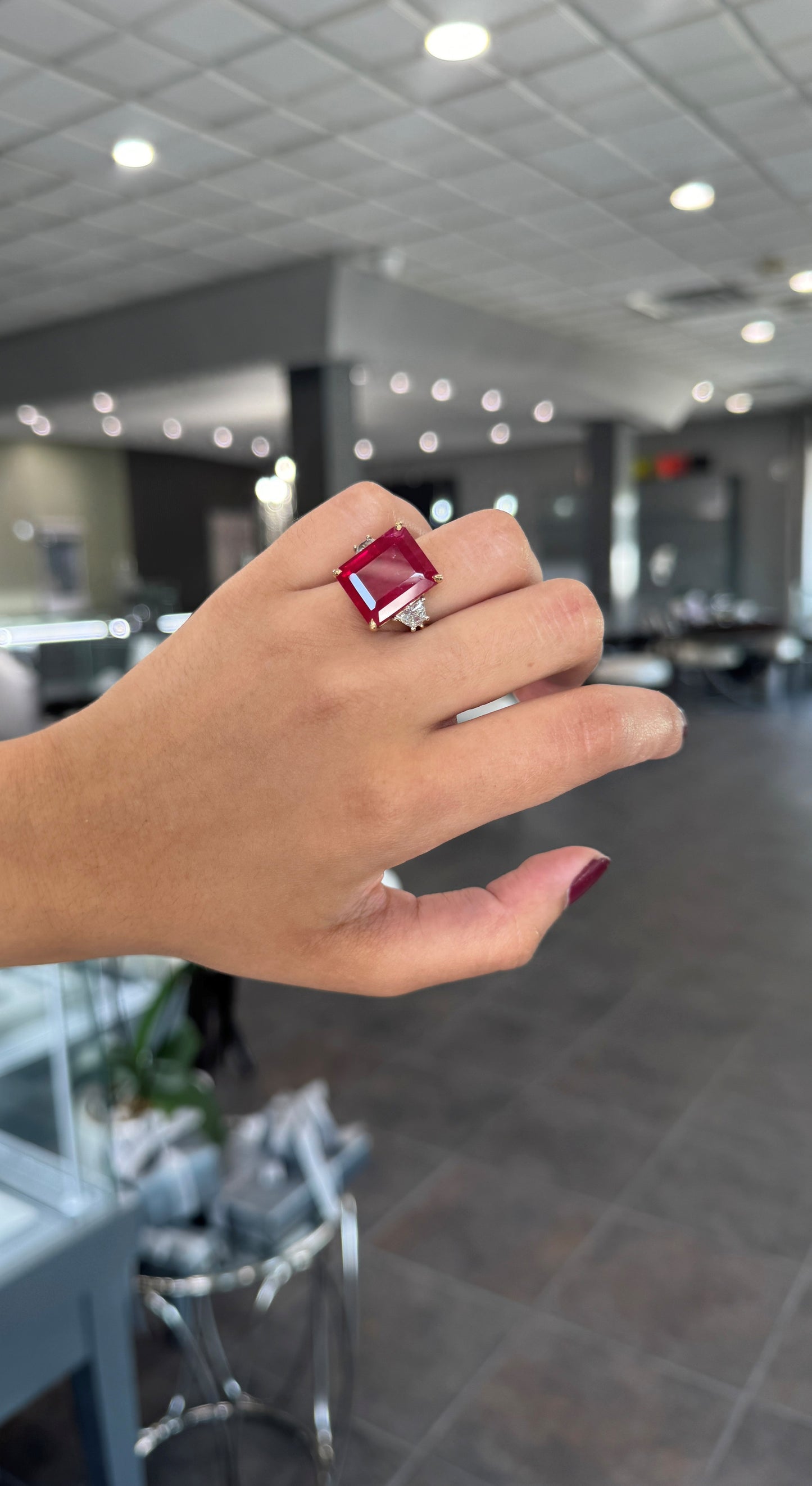 Emerald Cut Ruby Ring