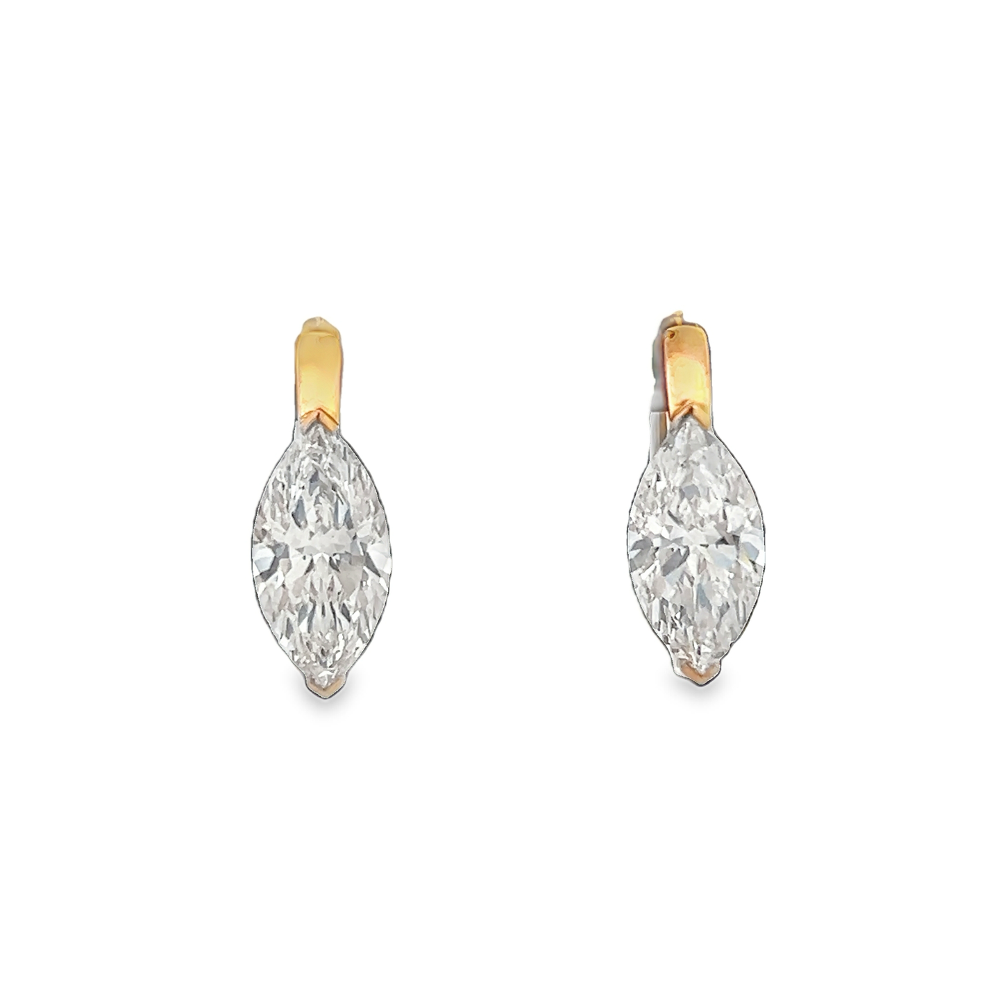 Marquise Yellow Gold Huggie Earrings