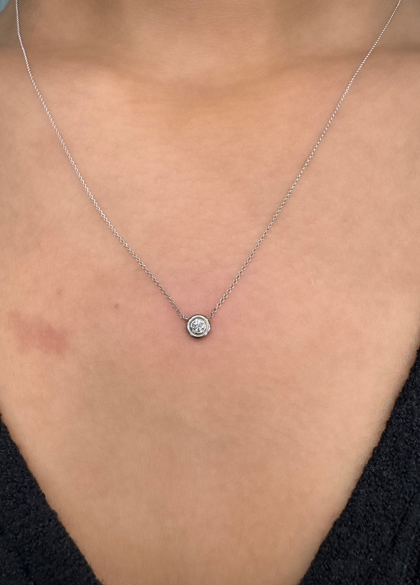 White Gold Bezeled Diamond Necklace