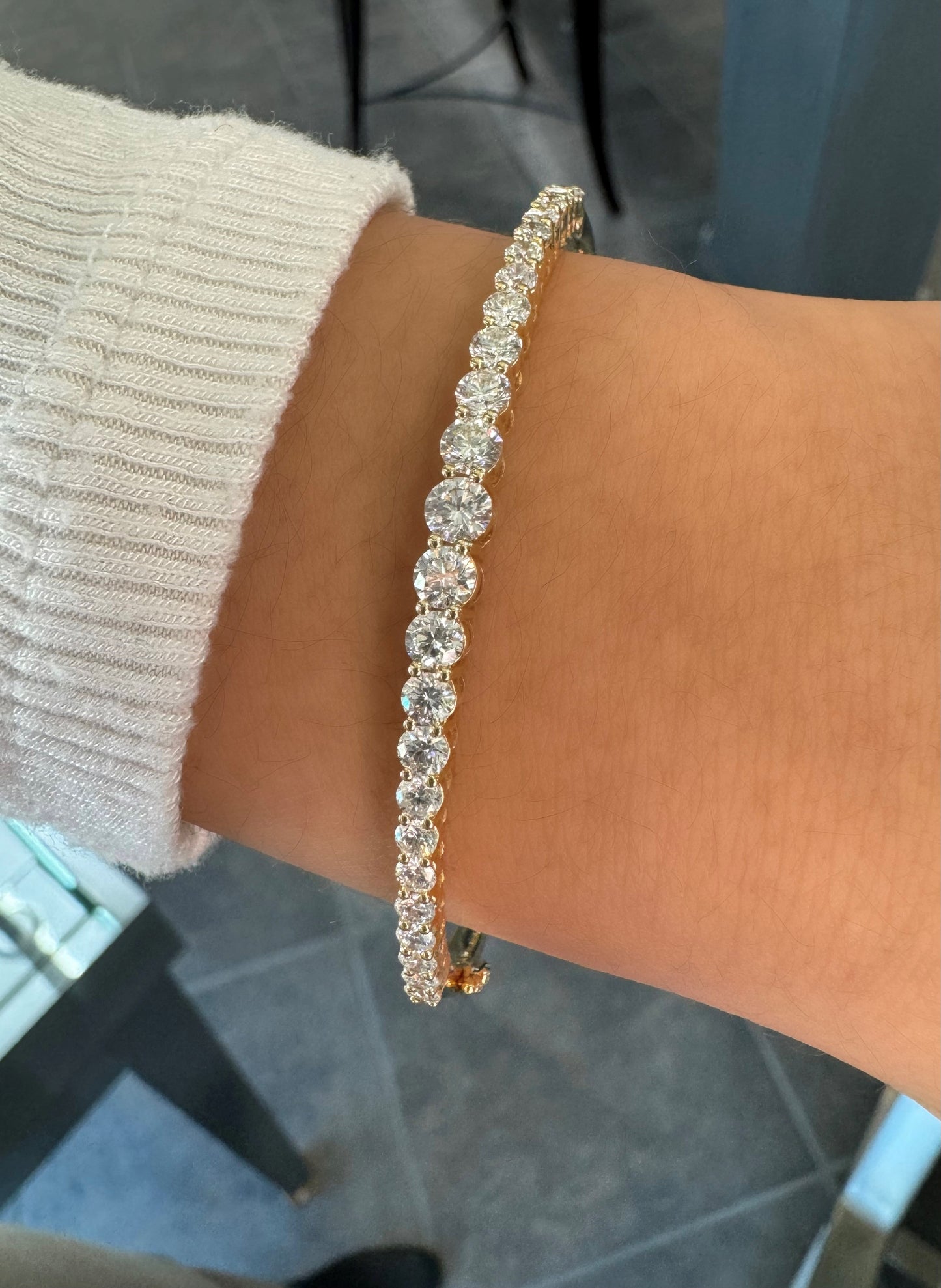 Yellow Gold Diamond Line Bangle