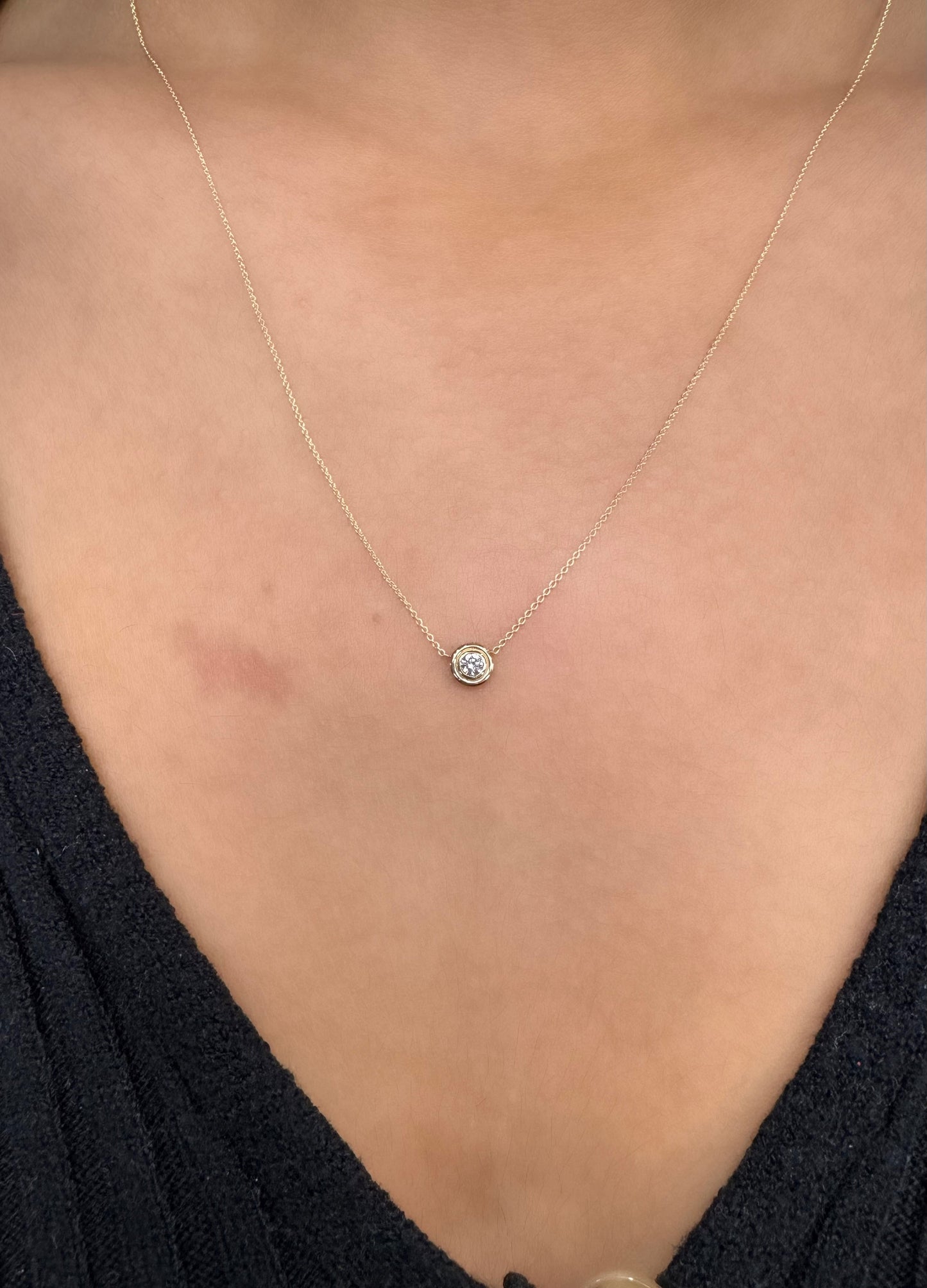 Yellow Gold Bezeled Diamond Necklace