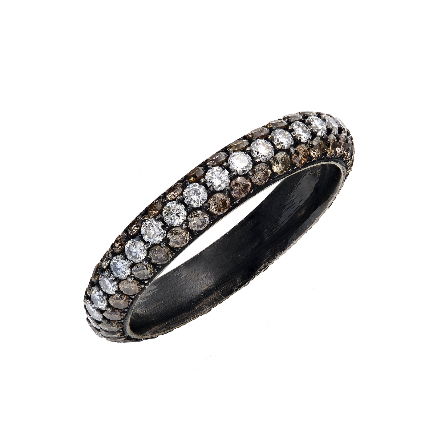 Champagne and White Diamond Pave Band