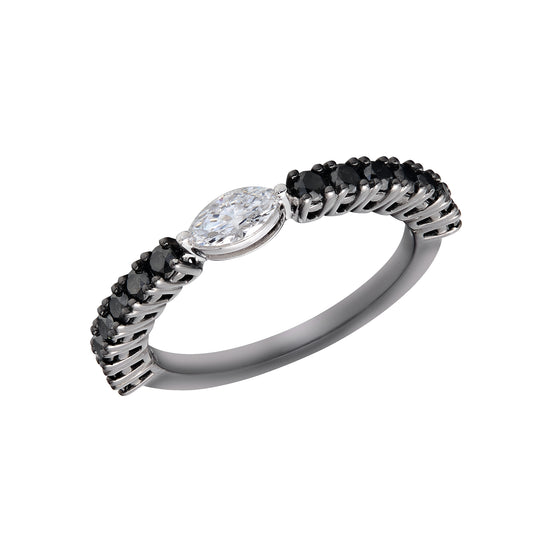 Black and White Gold Marquise Diamond Ring