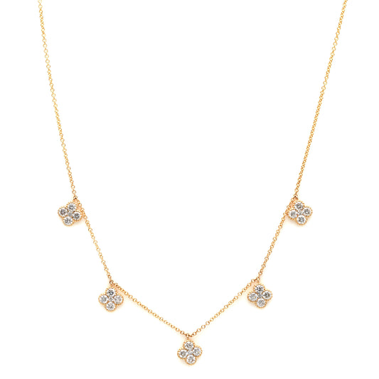Five Diamond Drop Layering Necklace