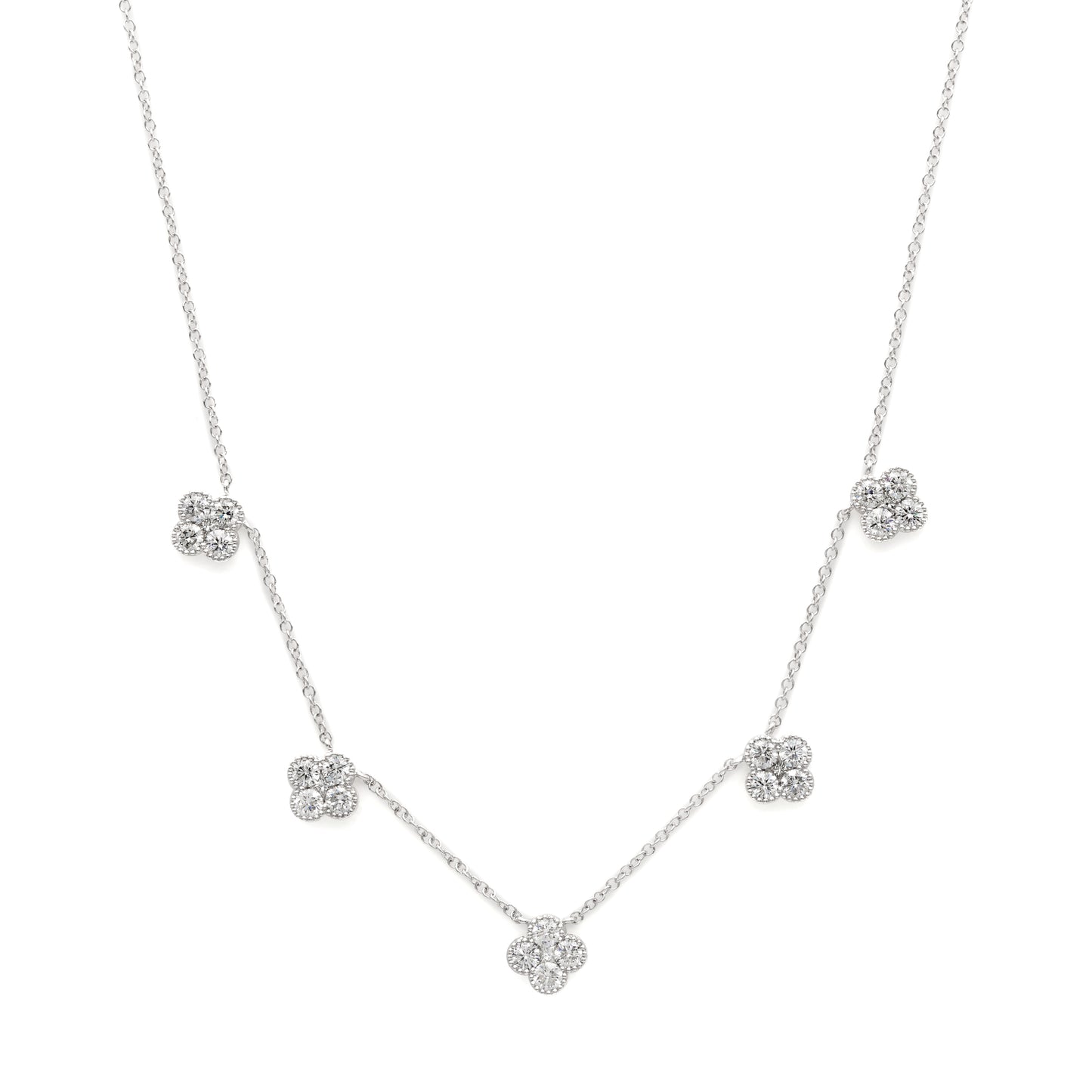 Five Diamond Drop Layering Necklace