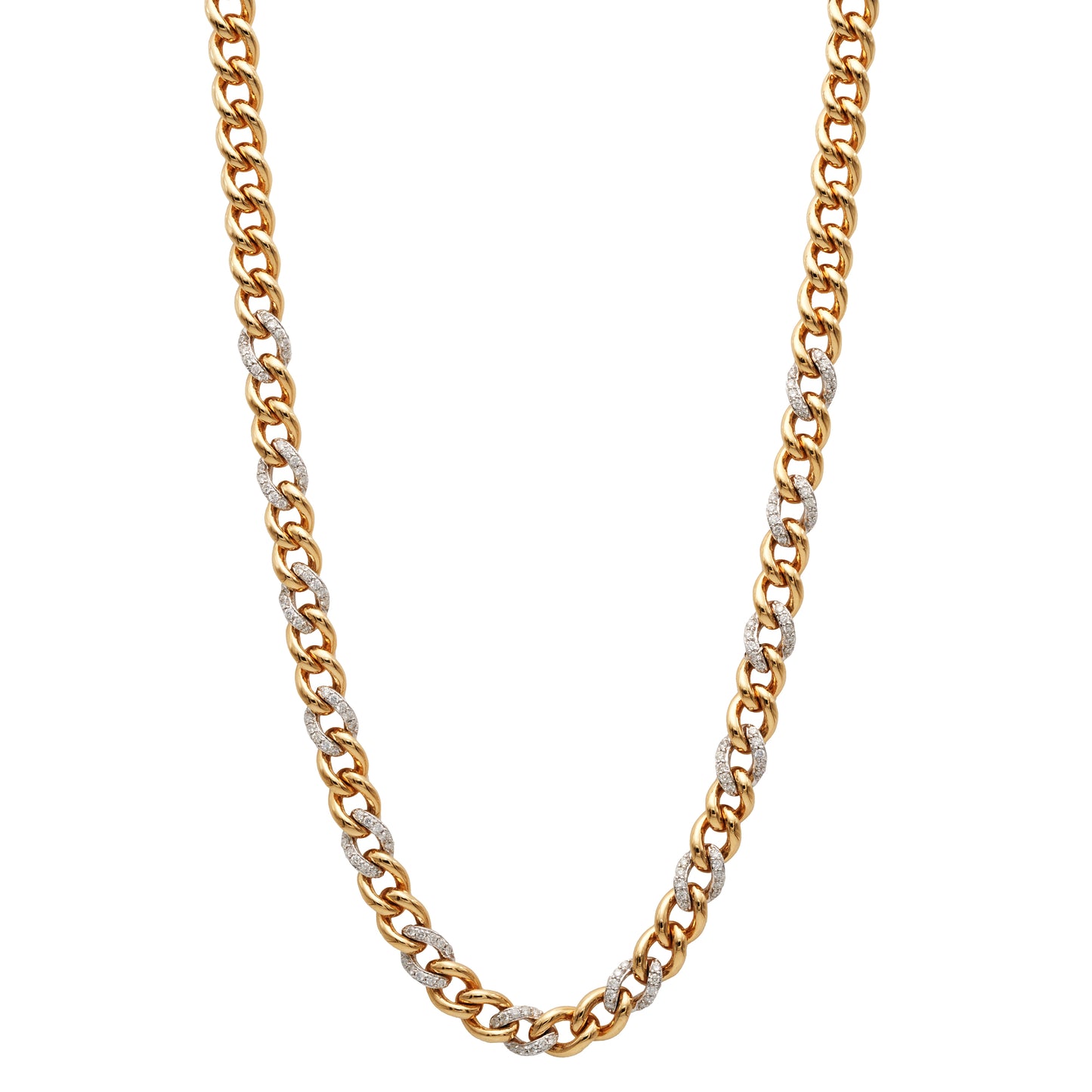 Yellow and White Gold Alternating Link Necklace