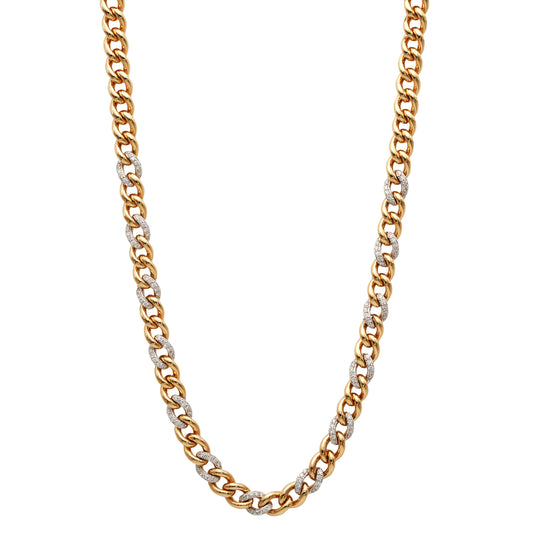 Yellow and White Gold Alternating Link Necklace