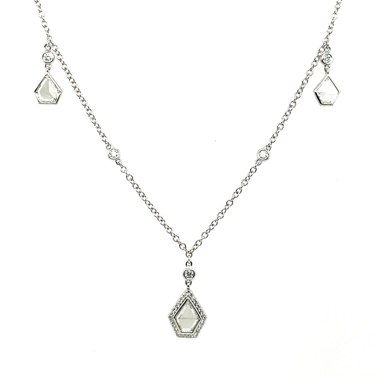 Diamond Necklace with Three Pentagon Drops