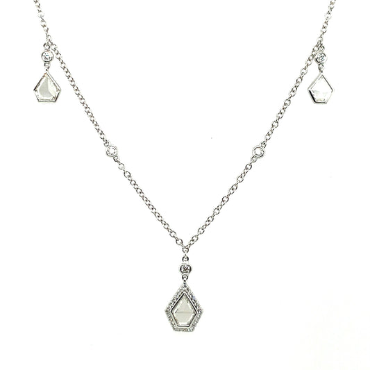 Diamond Necklace with Three Pentagon Drops