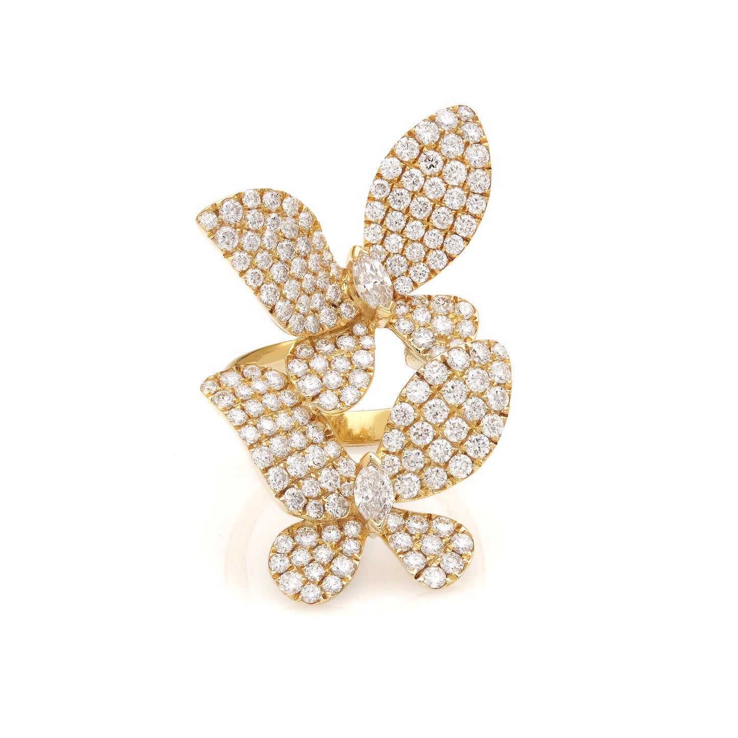 Yellow Gold Pave Butterfly Ring
