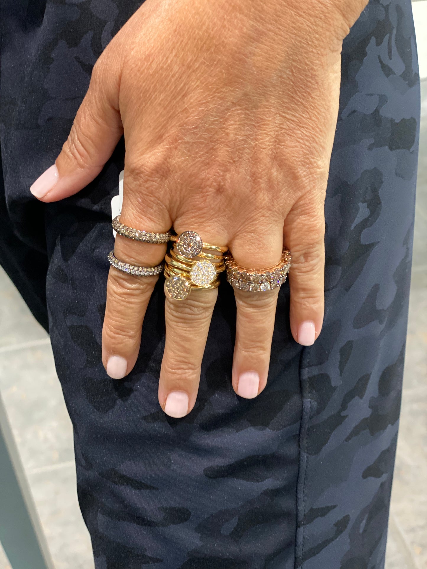 Champagne and White Diamond Pave Band