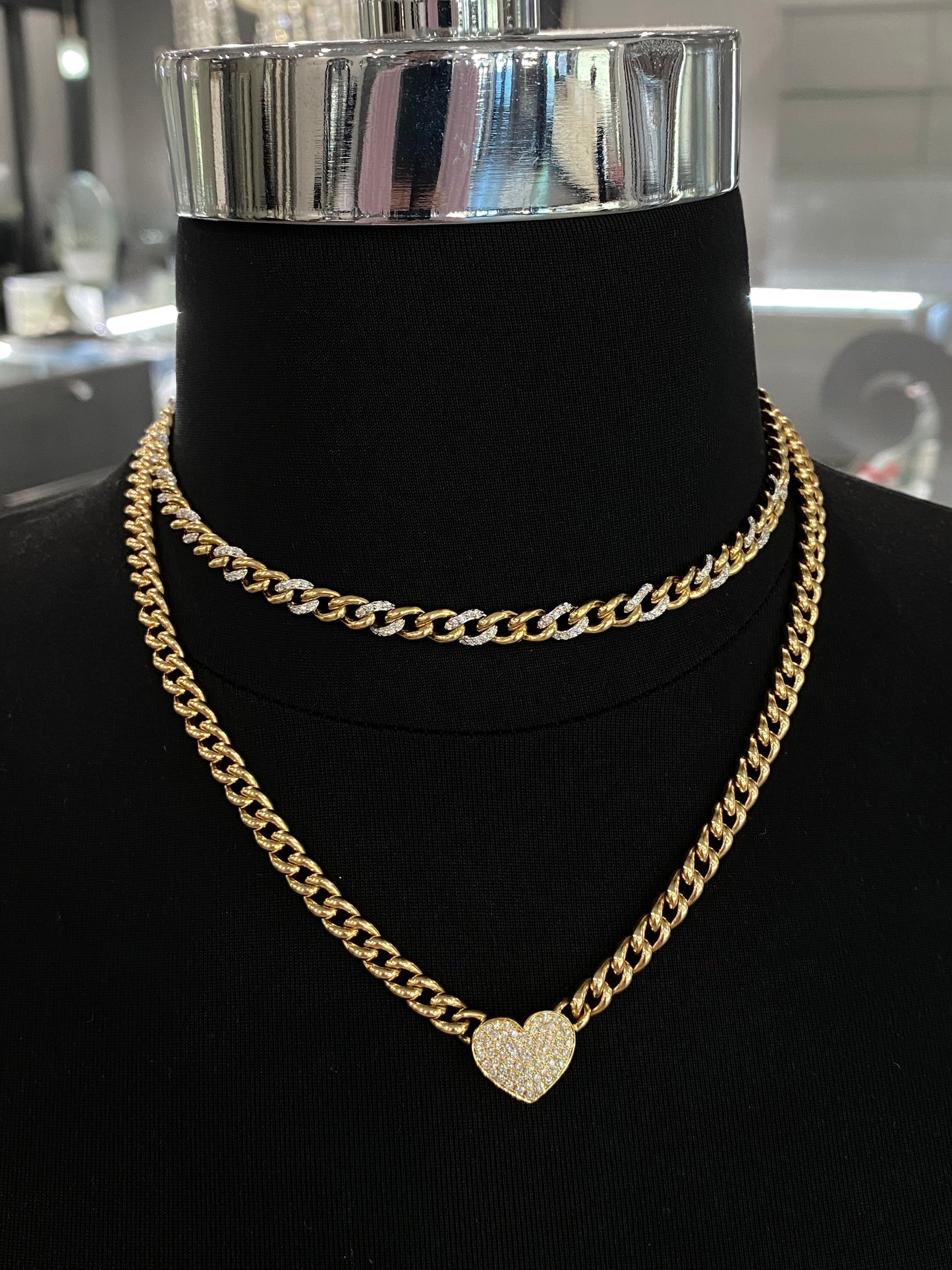 Yellow and White Gold Alternating Link Necklace