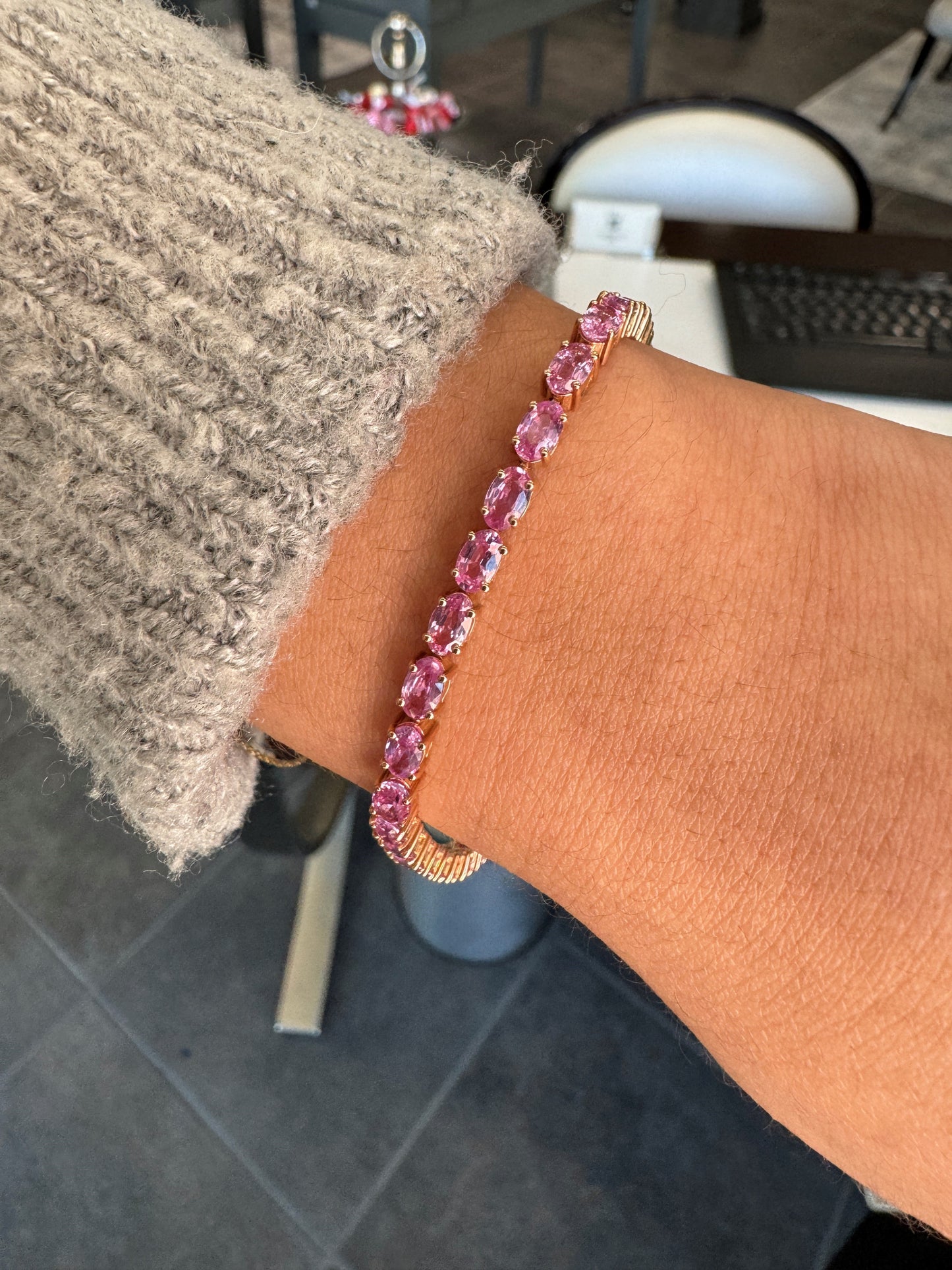 Oval Pink Sapphire Bracelet