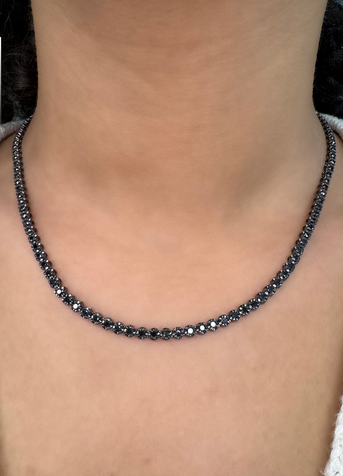 Black Diamond Tennis Necklace