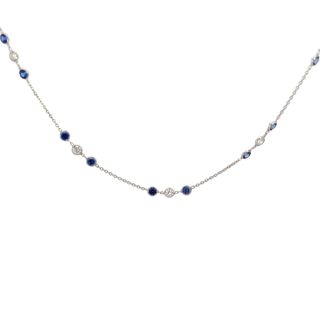 Diamond and Sapphire Bezel Necklace