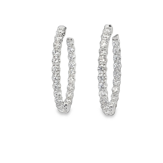 Inside Out Oval Diamond Hoop Earrings