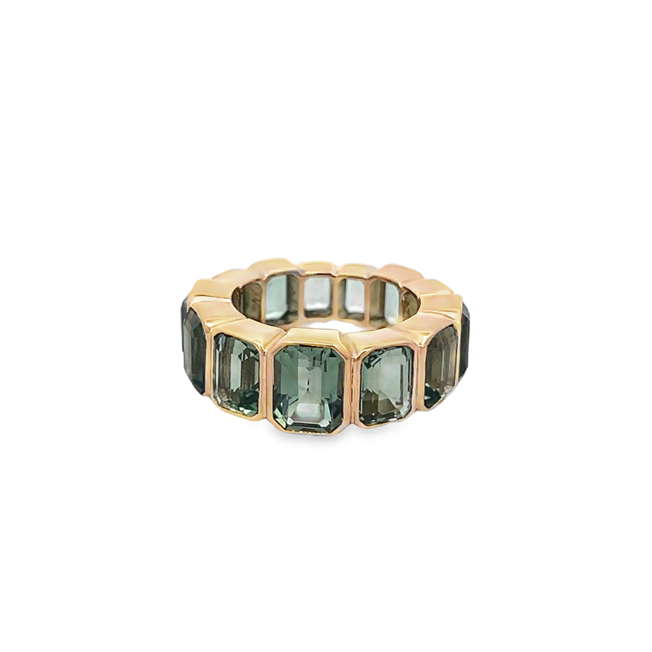 Bezeled Bezeled Green Amethyst Eternity Band – Yanina-Co Jewelry