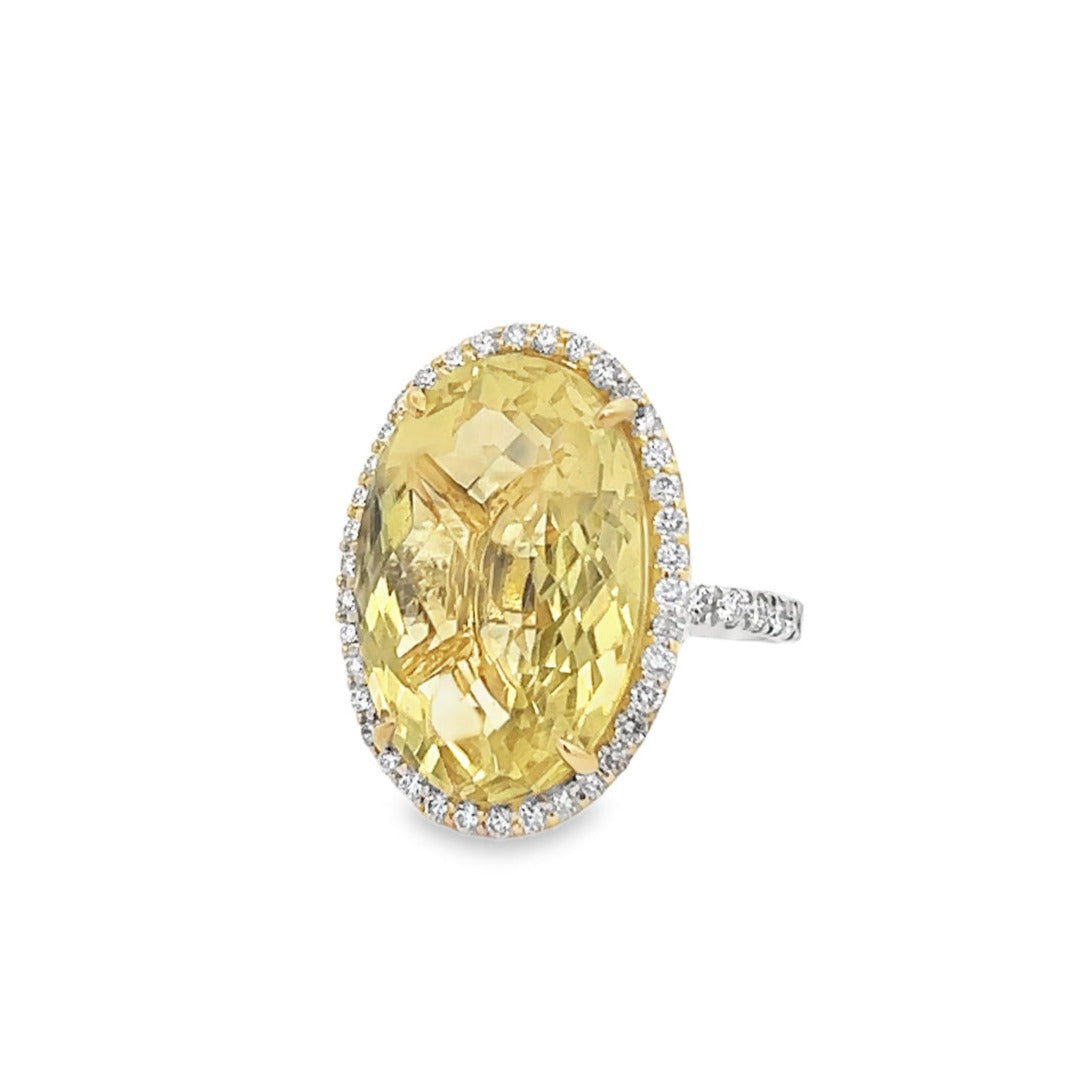 Oval Citrine & Diamond Ring