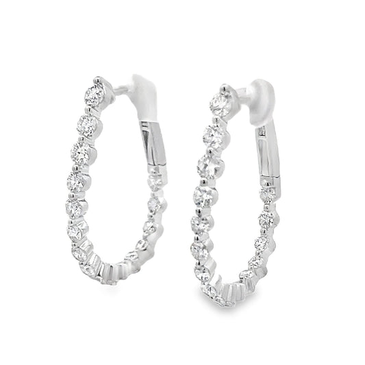 Lady's White Pear Shaped Hoop Earrings