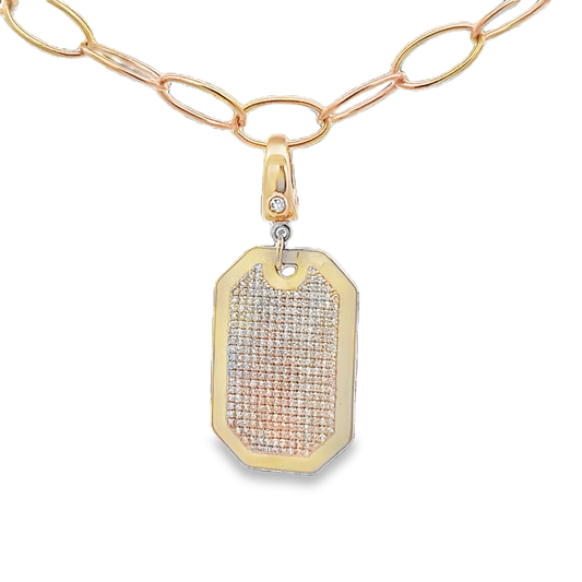 Enamel Diamond Dog Tag Necklace