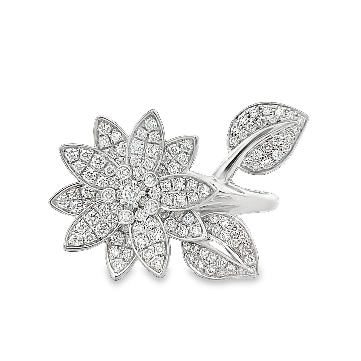 Diamond Lotus Between the Finger Ring