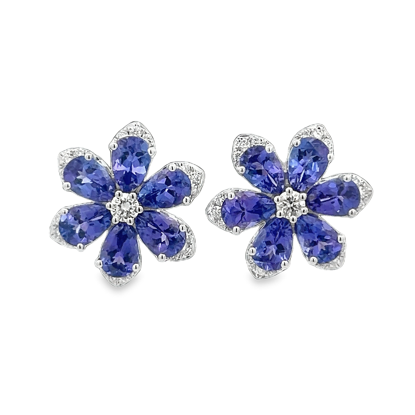 Blue Sapphire Flower Earrings