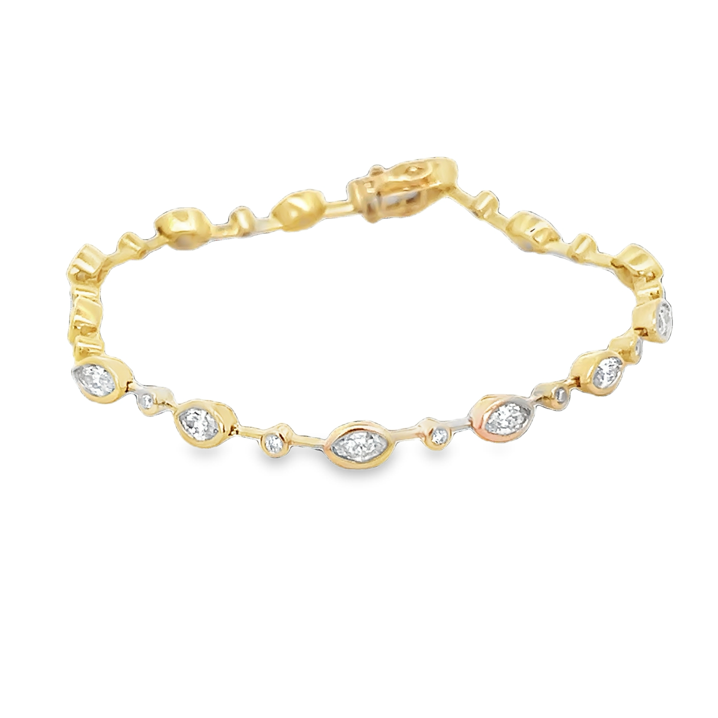 Bezeled Marquise and Round Diamond Bracelet