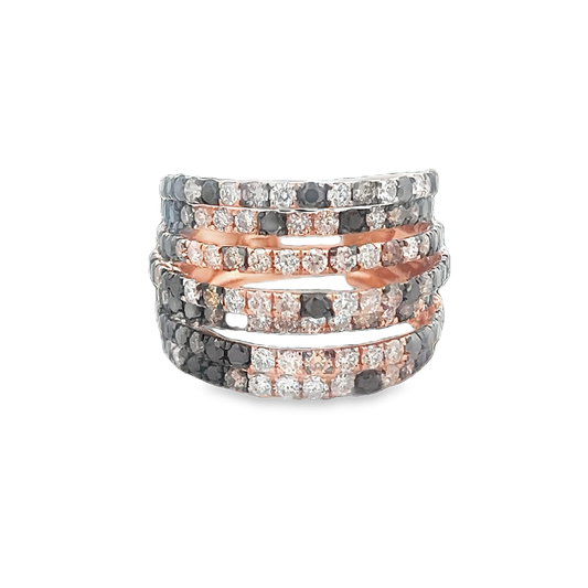 Cognac Diamond 7 Row Ring