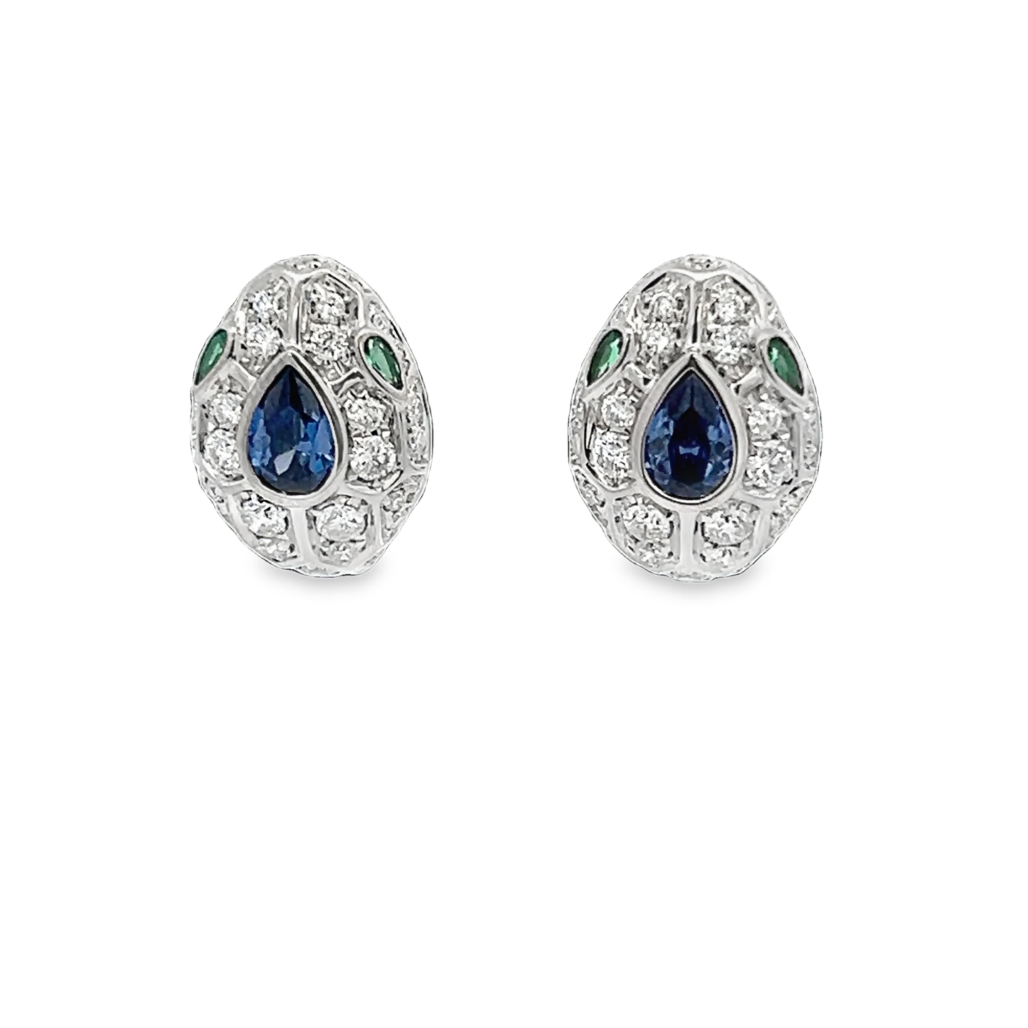 Sapphire and Diamond Snakehead Earrings